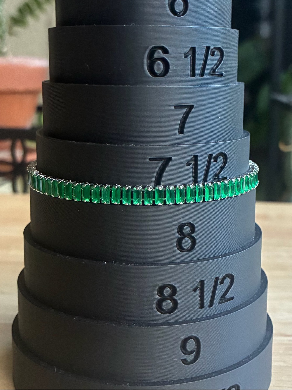 NWT Emerald Green Baguette Tennis Bracelet (Adjustable 6.5" - 7.5") - Picture 6 of 11